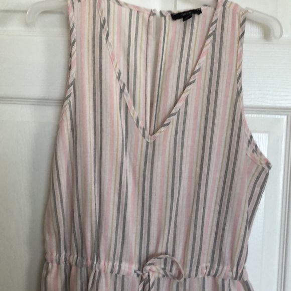 Drew for Anthropology jumpsuit ticking stripe pink size M - Picture 2 of 4